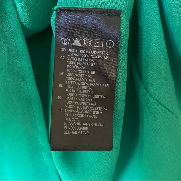 H&M Green Gathered Bodice One Shoulder Ruched Mini Dress Size 4 - Picture 5 of 6